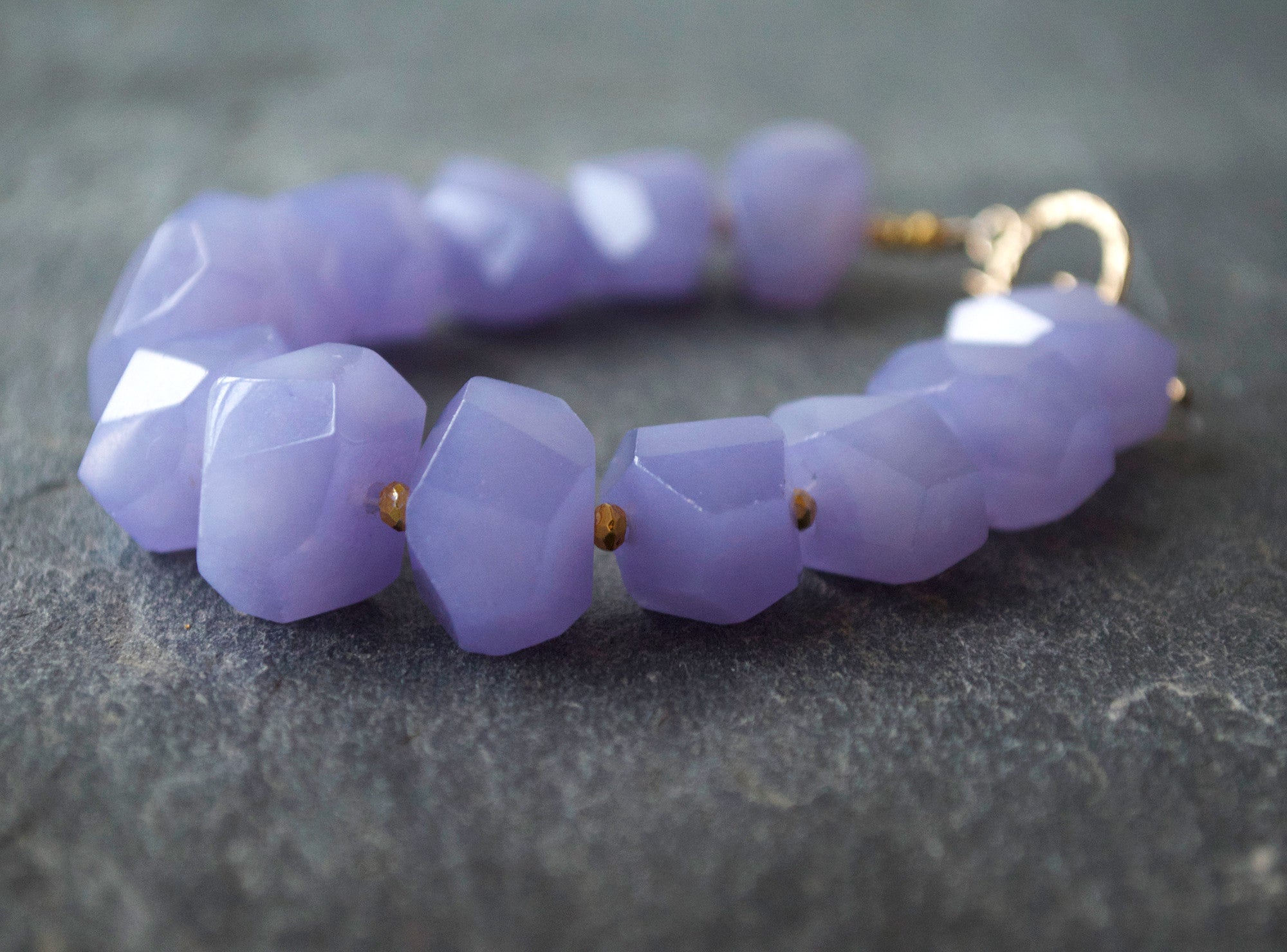Lovely Lavender Chinese Jade Bead Bracelet-